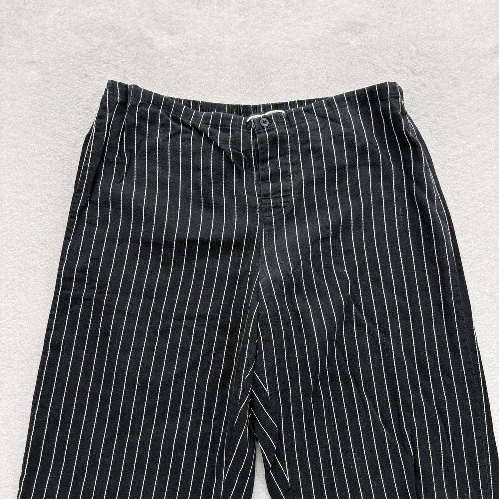 Lauren Essentials Pajama Pants Womens M Black Striped Cotton Light Purple Label - Picture 2 of 12